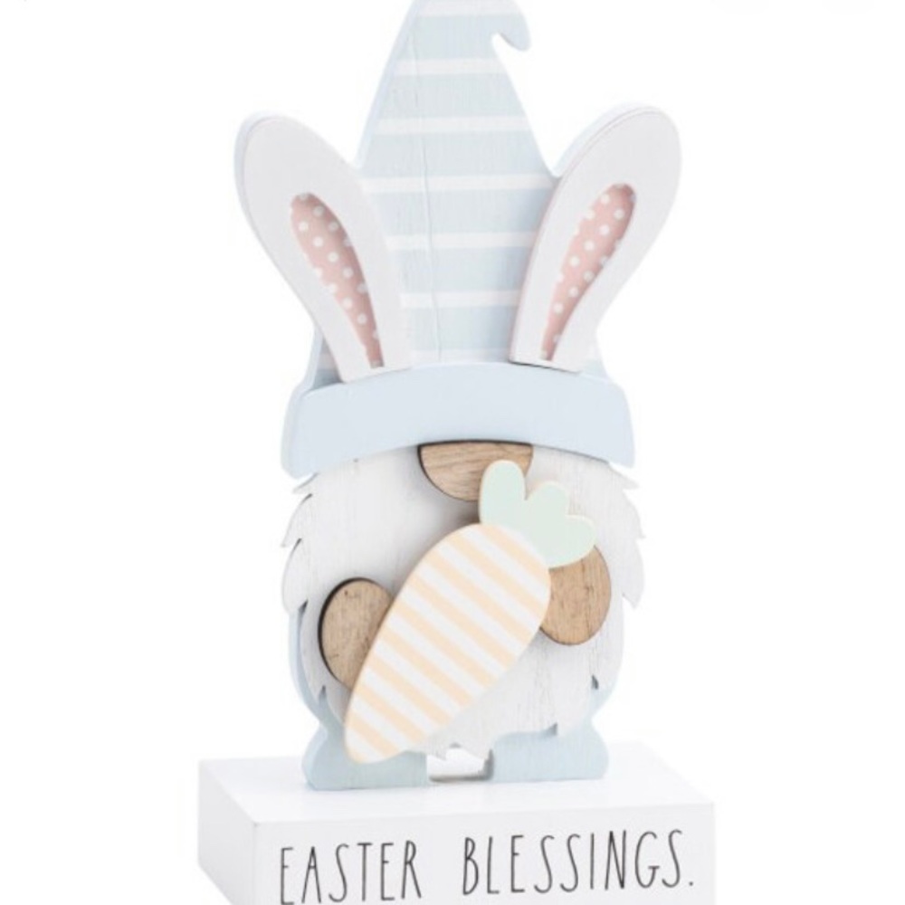 Rae Dunn Easter Blessings Wooden Gnome with Carrot